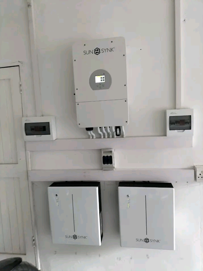 SunSynk inverter with wall-mounted batteries
